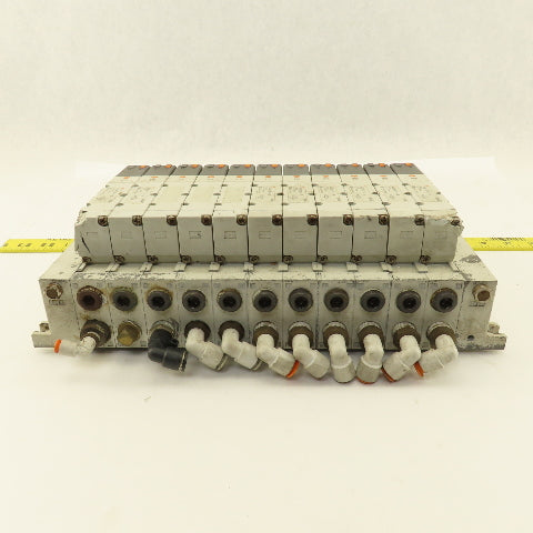 SMC VQ4101-5 2 Position Single Solenoid Pneumatic Valve Bank 24VDC Coil
