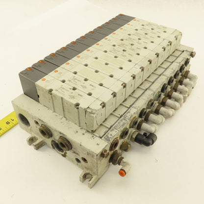 SMC VQ4101-5 2 Position Single Solenoid Pneumatic Valve Bank 24VDC Coil
