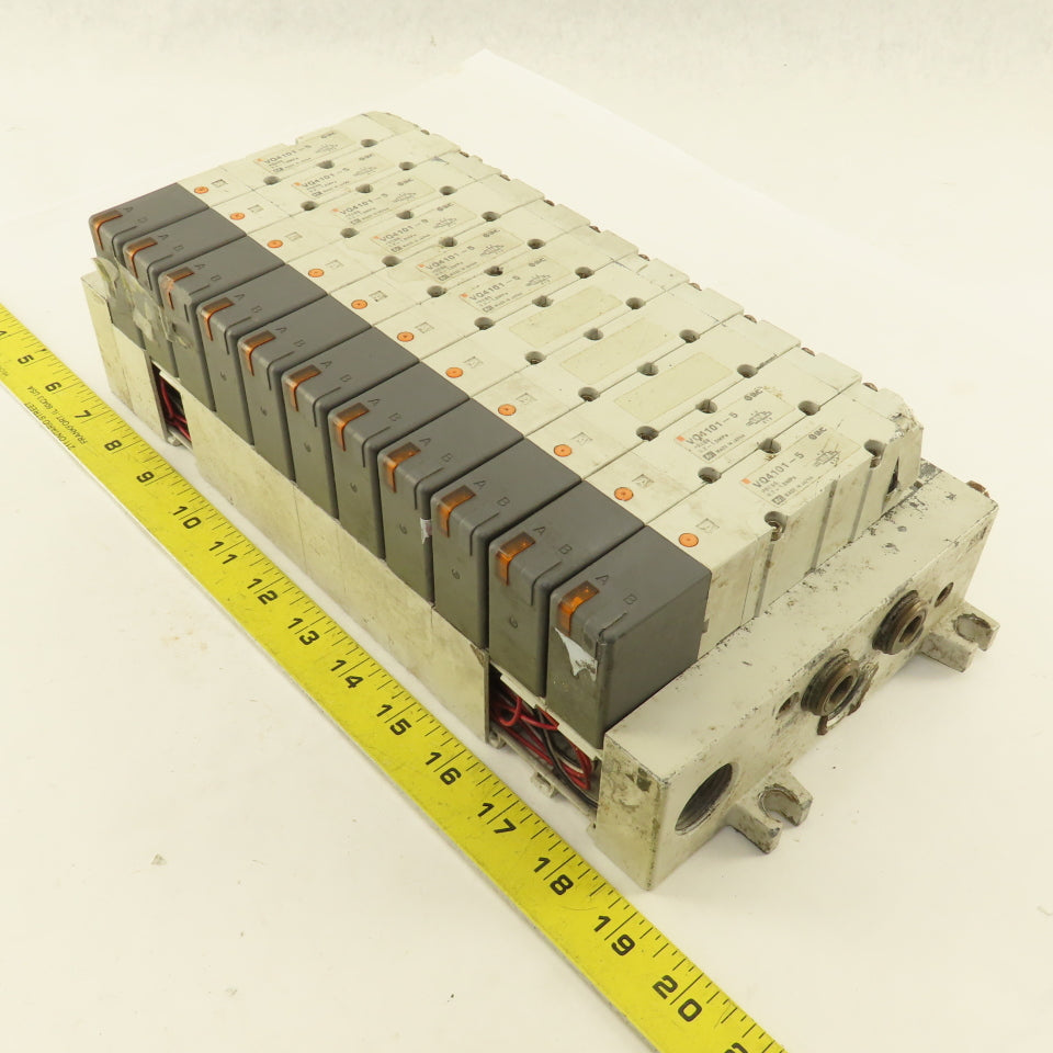 SMC VQ4101-5 2 Position Single Solenoid Pneumatic Valve Bank 24VDC Coil