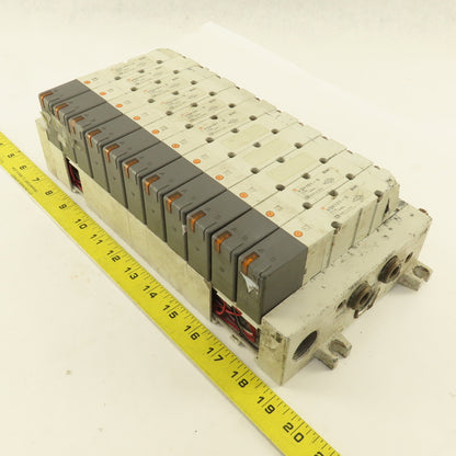 SMC VQ4101-5 2 Position Single Solenoid Pneumatic Valve Bank 24VDC Coil
