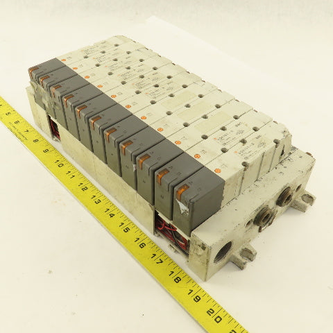 SMC VQ4101-5 2 Position Single Solenoid Pneumatic Valve Bank 24VDC Coil