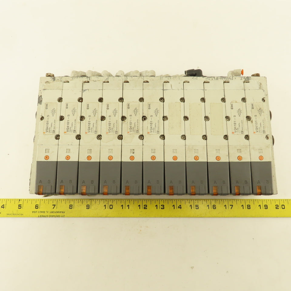 SMC VQ4101-5 2 Position Single Solenoid Pneumatic Valve Bank 24VDC Coil