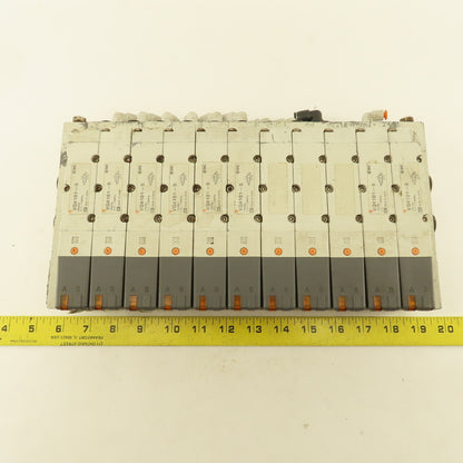 SMC VQ4101-5 2 Position Single Solenoid Pneumatic Valve Bank 24VDC Coil