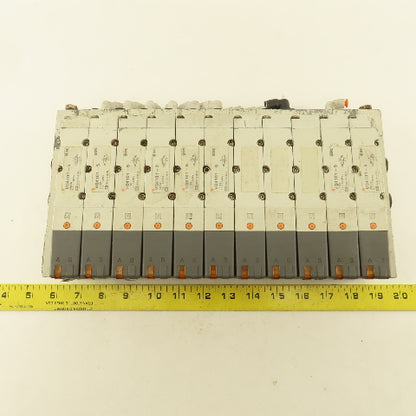 SMC VQ4101-5 2 Position Single Solenoid Pneumatic Valve Bank 24VDC Coil