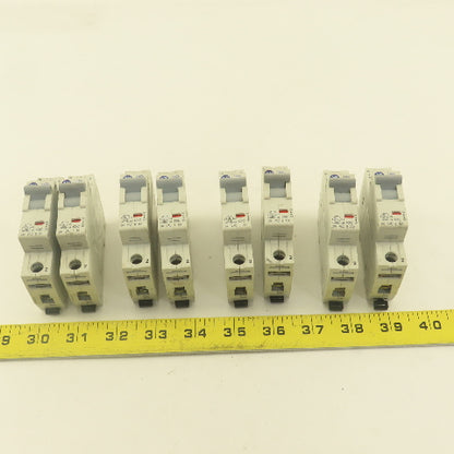 Allen Bradley 1492-SPU Single Pole Circuit Breakers Two Each 5A, 10A, 15A, 20A