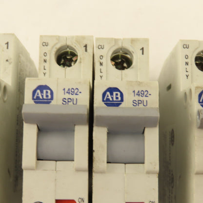 Allen Bradley 1492-SPU Single Pole Circuit Breakers Two Each 5A, 10A, 15A, 20A