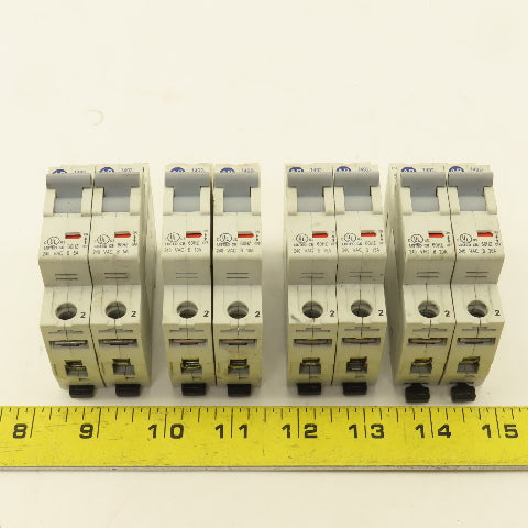 Allen Bradley 1492-SPU Single Pole Circuit Breakers Two Each 5A, 10A, 15A, 20A
