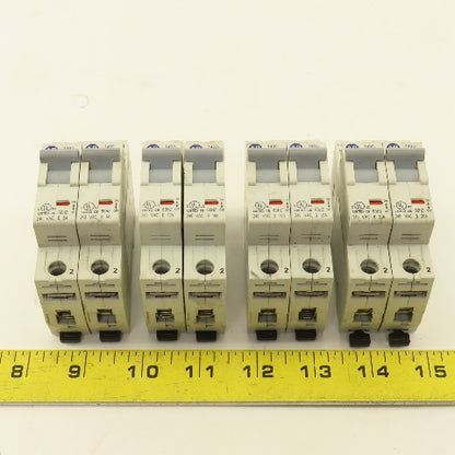 Allen Bradley 1492-SPU Single Pole Circuit Breakers Two Each 5A, 10A, 15A, 20A