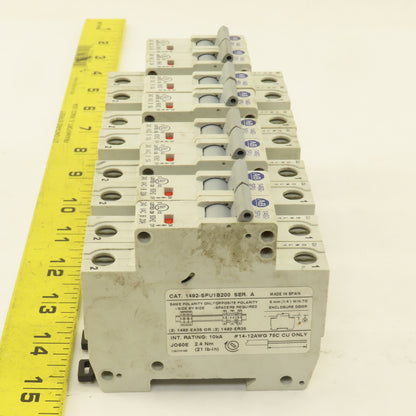 Allen Bradley 1492-SPU Single Pole Circuit Breakers Two Each 5A, 10A, 15A, 20A