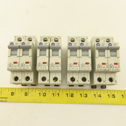 Allen Bradley 1492-SPU Single Pole Circuit Breakers Two Each 5A, 10A, 15A, 20A