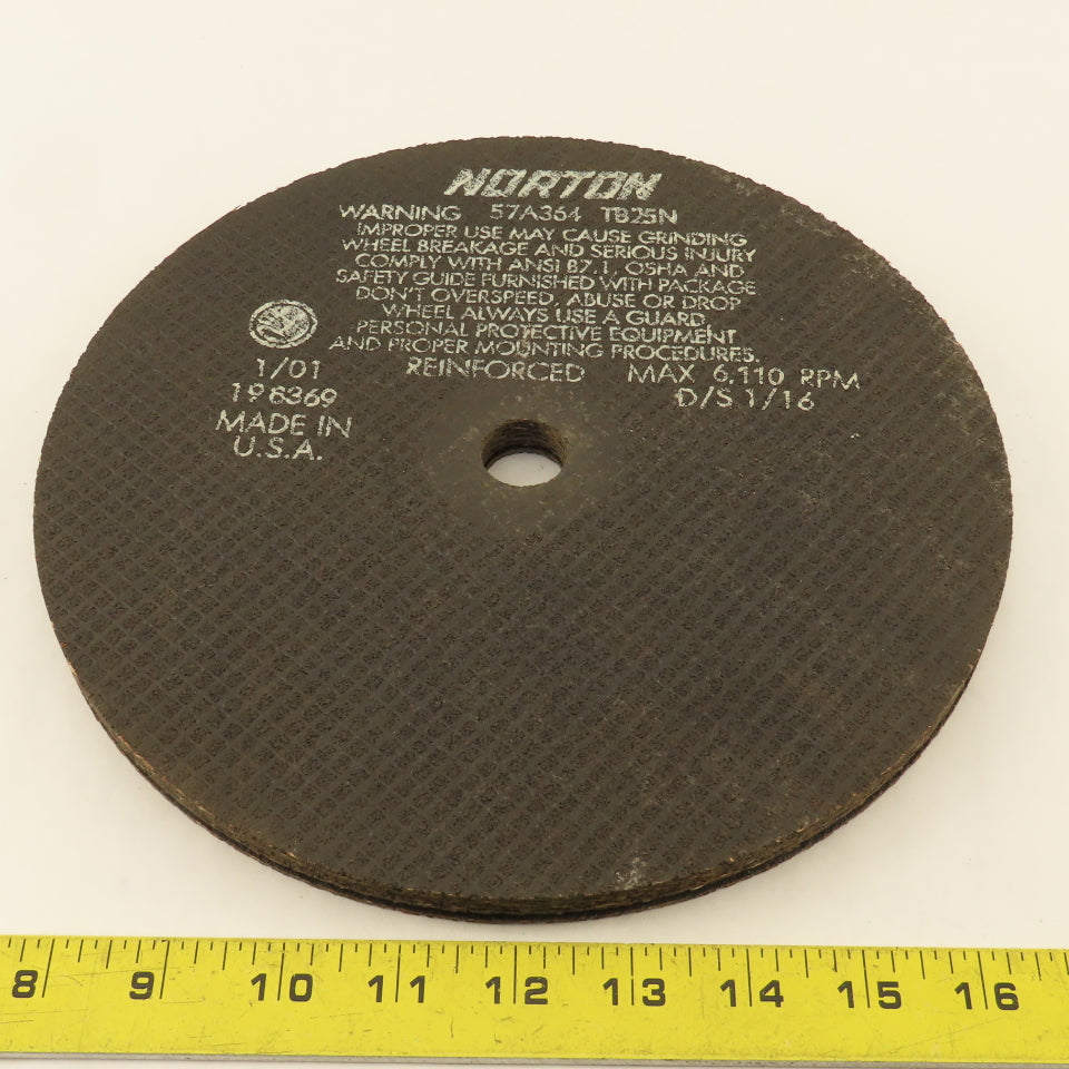 Norton 57A364 TB24N 10" Abrasive Cut Off Wheel 7/8" Arbor 6110 RPM .075 Lot Of 7