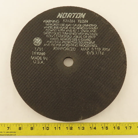 Norton 57A364 TB24N 10" Abrasive Cut Off Wheel 7/8" Arbor 6110 RPM .075 Lot Of 7