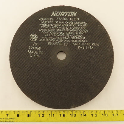 Norton 57A364 TB24N 10" Abrasive Cut Off Wheel 7/8" Arbor 6110 RPM .075 Lot Of 7