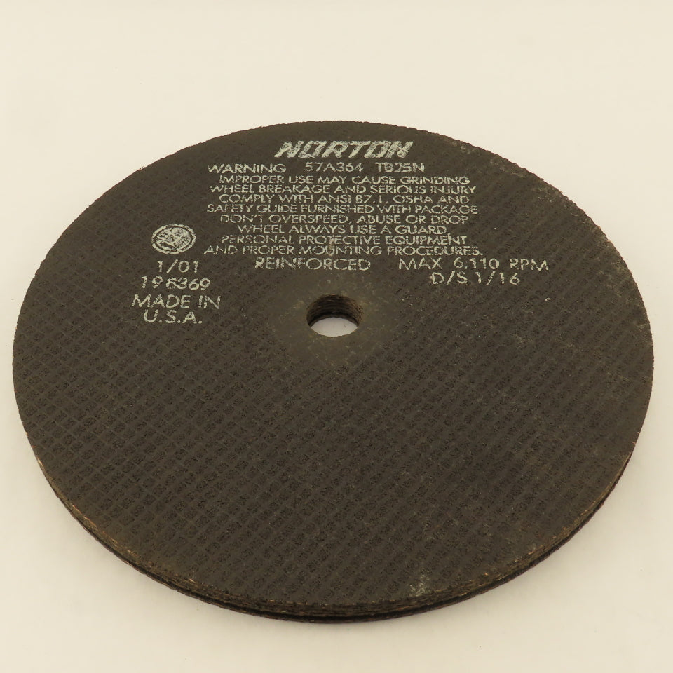 Norton 57A364 TB24N 10" Abrasive Cut Off Wheel 7/8" Arbor 6110 RPM .075 Lot Of 7