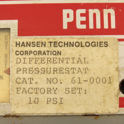 Penn 61-0001 Differential Pressure Gauge 8/70PSI