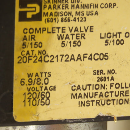 Parker 20F24C2172AAF4C05 Solenoid Valve Coil 120V Wired To Extension 20'