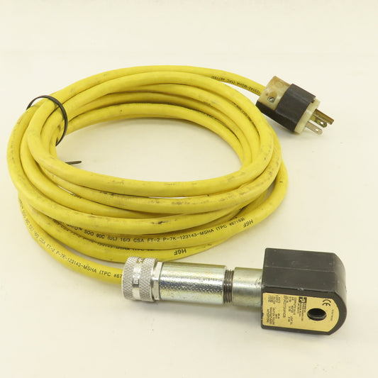 Parker 20F24C2172AAF4C05 Solenoid Valve Coil 120V Wired To Extension 20'