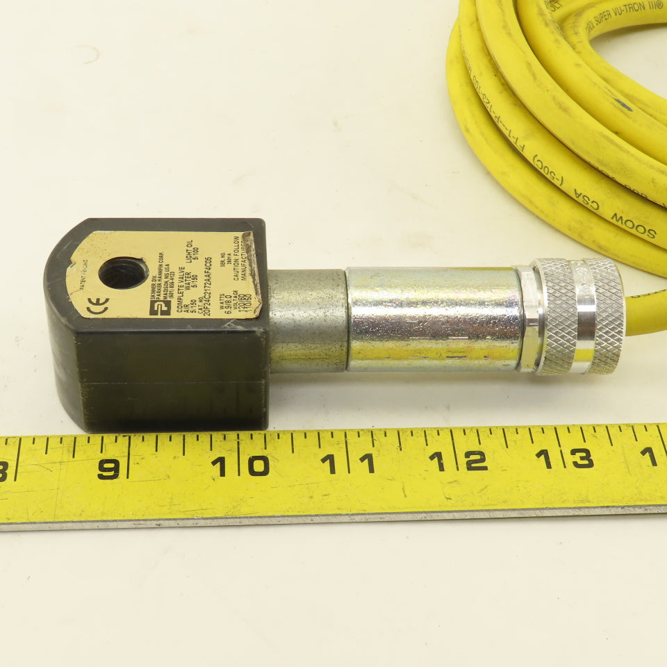 Parker 20F24C2172AAF4C05 Solenoid Valve Coil 120V Wired To Extension 17'