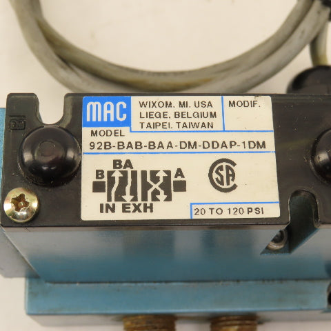 MAC Mac 92B-BAB-BAA-DM-DDAP-1DM 2 Position Double Solenoid Pneumatic Valve 24VDC