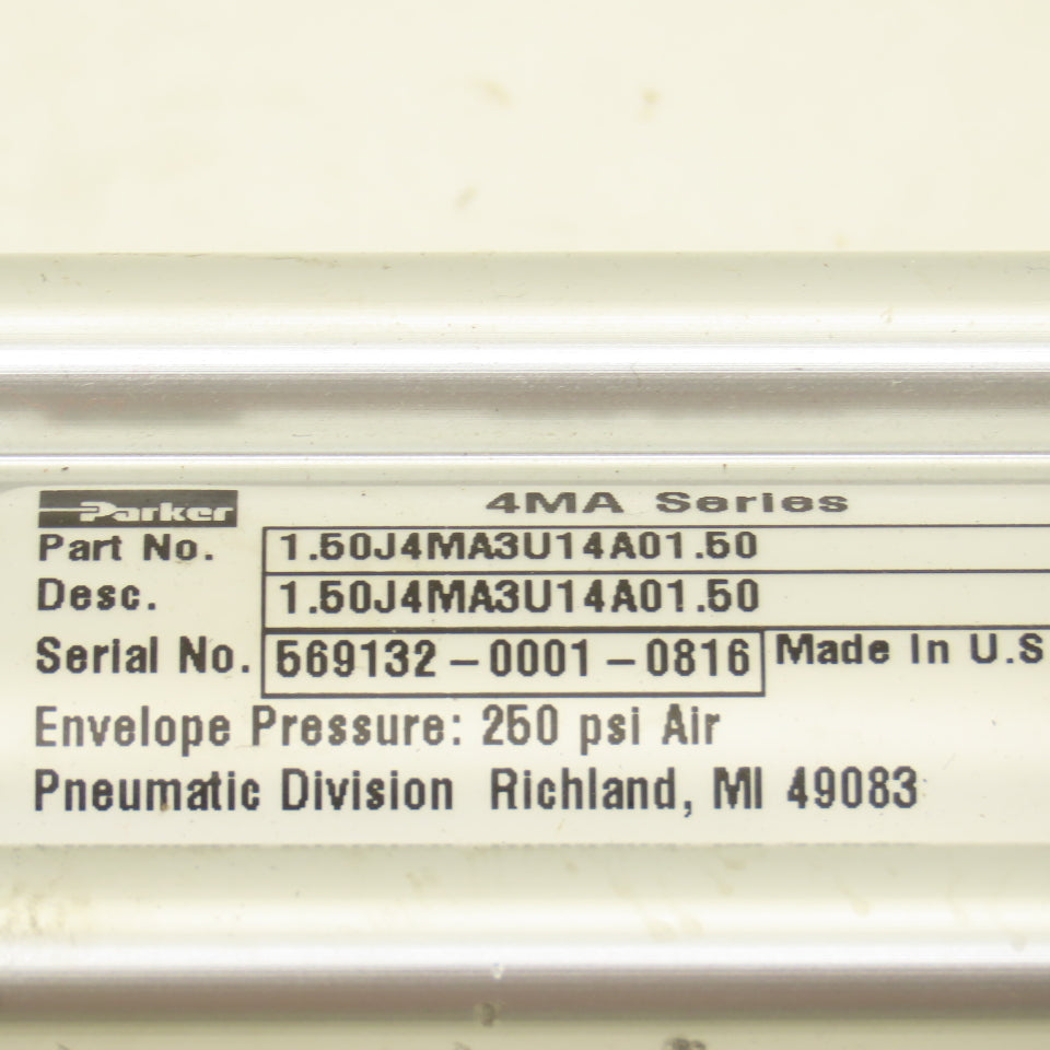 Parker 1.50J4MA3U14A01.50 1-1/2" Bore x 1-1/2" Stroke Double Acting Air Cylinder