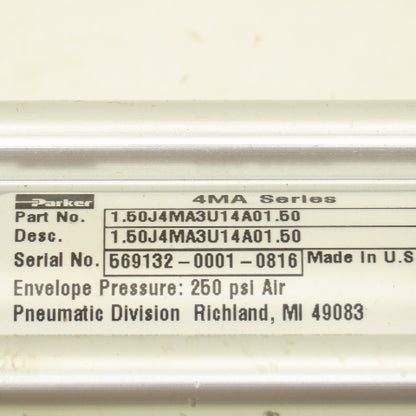 Parker 1.50J4MA3U14A01.50 1-1/2" Bore x 1-1/2" Stroke Double Acting Air Cylinder