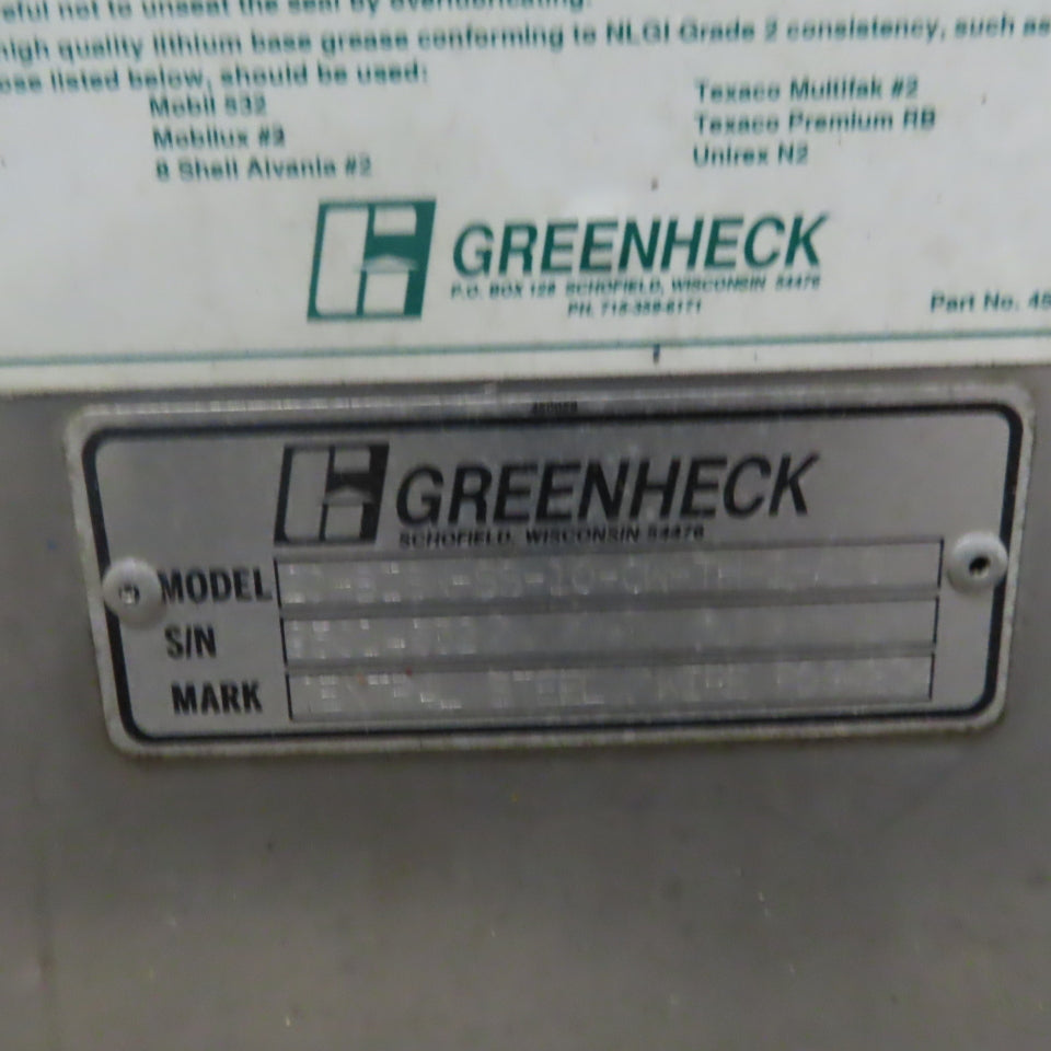 Greenheck 20"  Stainless Steel Belt Driven Centrifugal Fan Blower 1Hp 3Ph