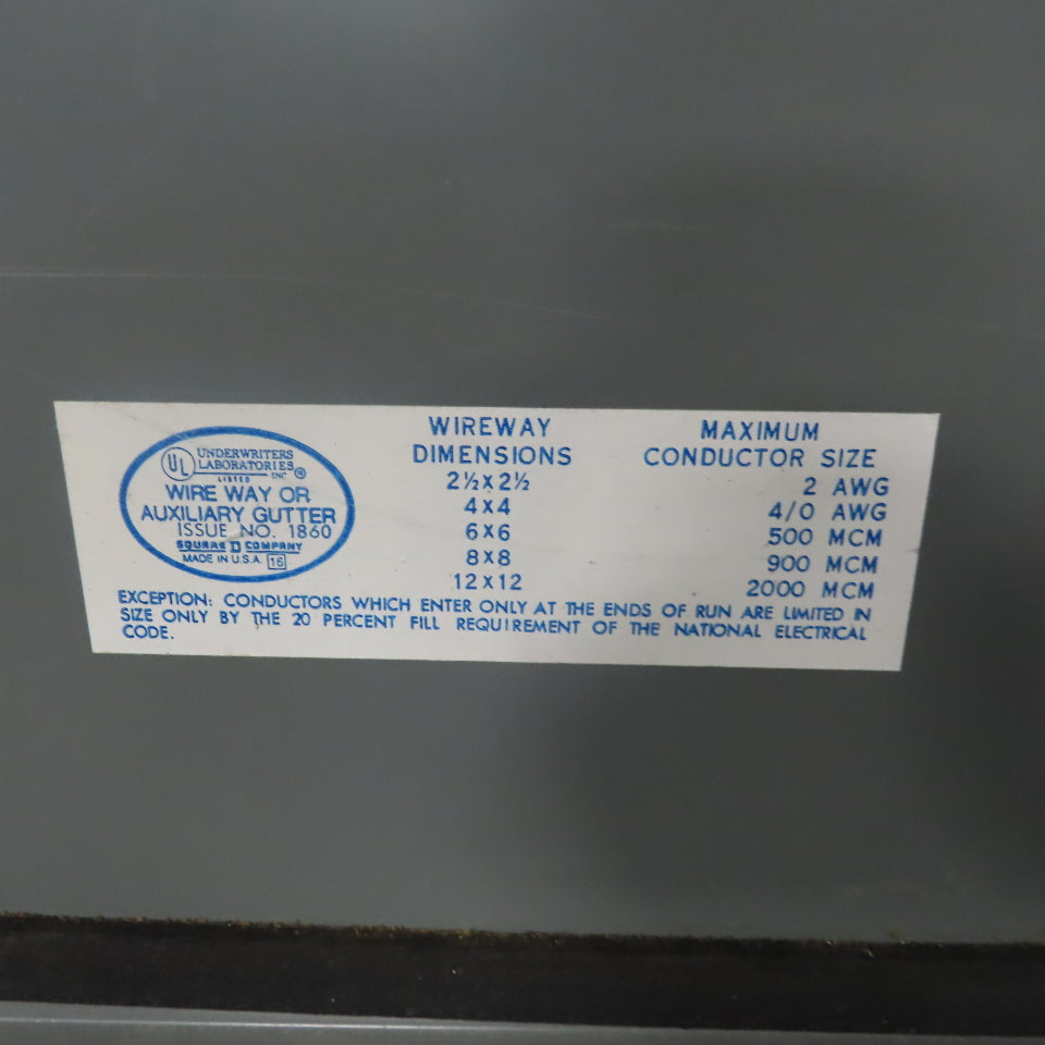 Square D 6"x 6" x 10' Hinged Straight Wireway Or Auxiliary Gutter