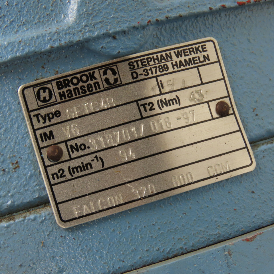 Brook Hansen GFTC4B 5:1 Ratio 94RPM Output Brake Gear Motor 220/380V 50Hz
