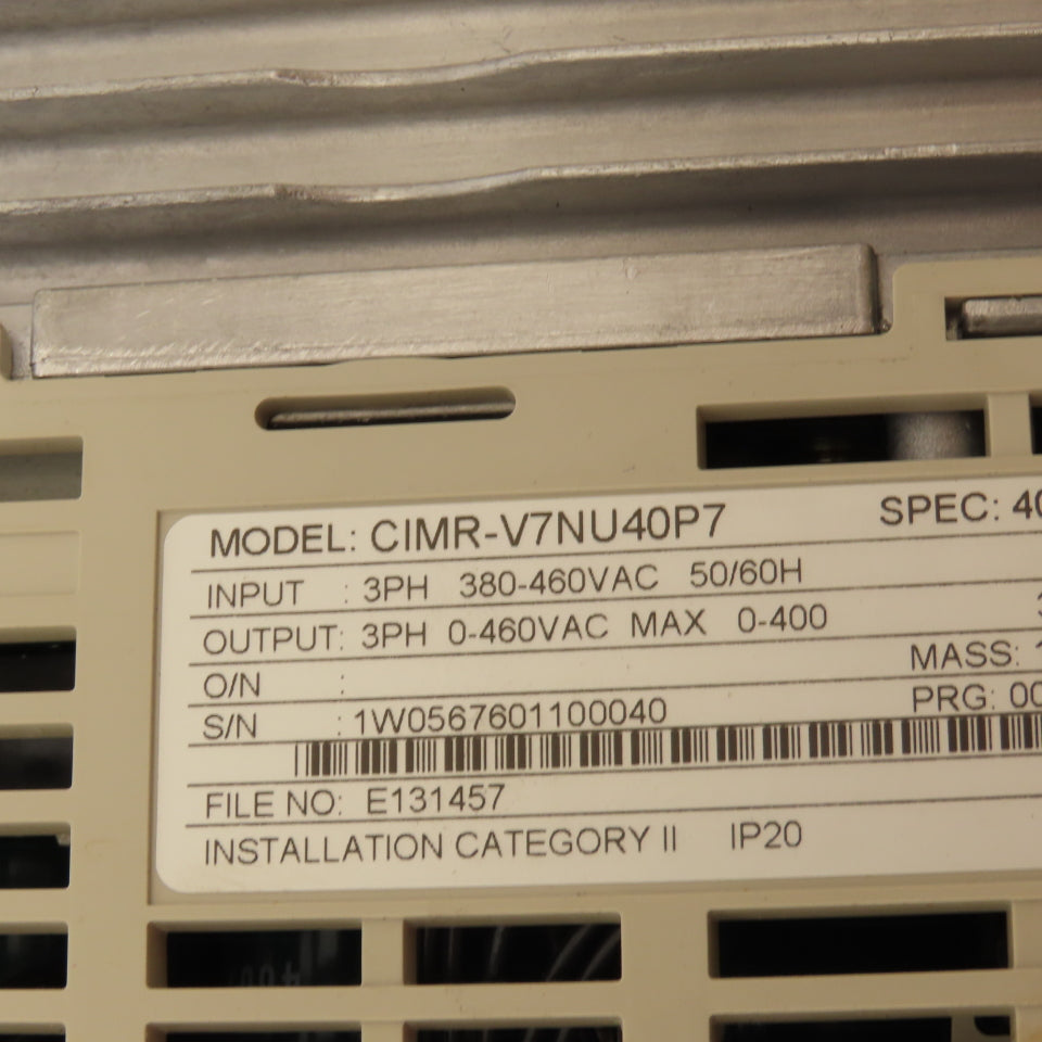 Yaskawa CIMR-V7NU40P7 DeviceNet Variable Speed Drive 3Ph 0-460V