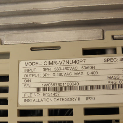 Yaskawa CIMR-V7NU40P7 DeviceNet Variable Speed Drive 3Ph 0-460V