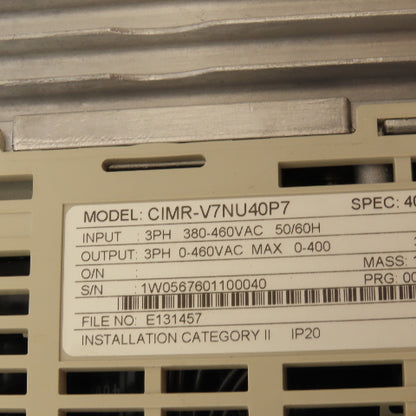 Yaskawa CIMR-V7NU40P7 DeviceNet Variable Speed Drive 3Ph 0-460V