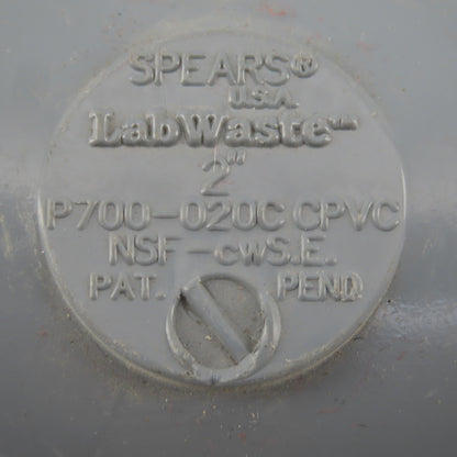 Spears P700-020C LabWaste 2" CPVC Slip Return Bend Hub x Hub Elbow
