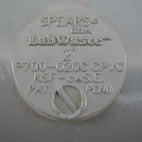 Spears P700-020C LabWaste 2" CPVC Slip Return Bend Hub x Hub Elbow