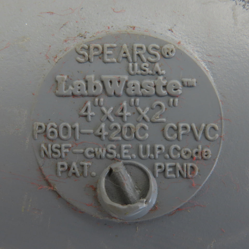 Spears P601-450C LabWaste 4" x 4" x 2" CPVC Reducer Y Wye Fitting