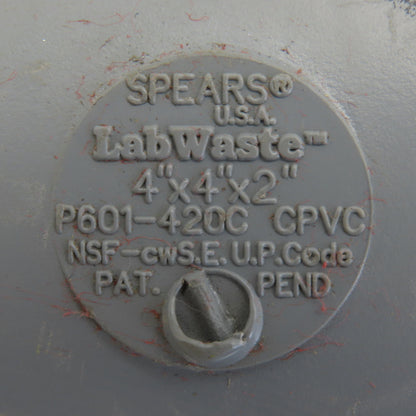 Spears P601-450C LabWaste 4" x 4" x 2" CPVC Reducer Y Wye Fitting