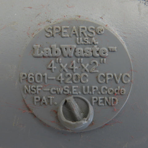 Spears P601-450C LabWaste 4" x 4" x 2" CPVC Reducer Y Wye Fitting