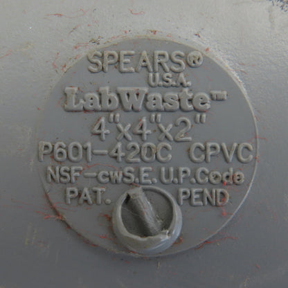 Spears P601-450C LabWaste 4" x 4" x 2" CPVC Reducer Y Wye Fitting