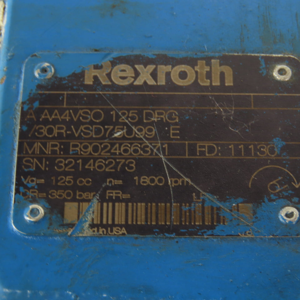 Rexroth AA4VSO Axial Piston Variable Displacement Hydraulic Pump 125cc 1800RPM