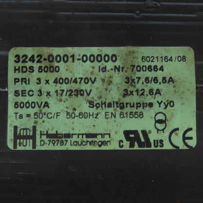 Habermann HDS 5000 400/470V Pri 17/230V Sec 5000VA Transformer