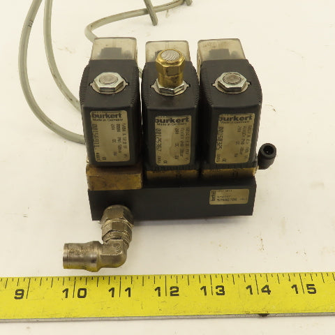 Burkert 92908700 24VDC Solenoid Valve Bank 1-50 Bar 0-10 Bar