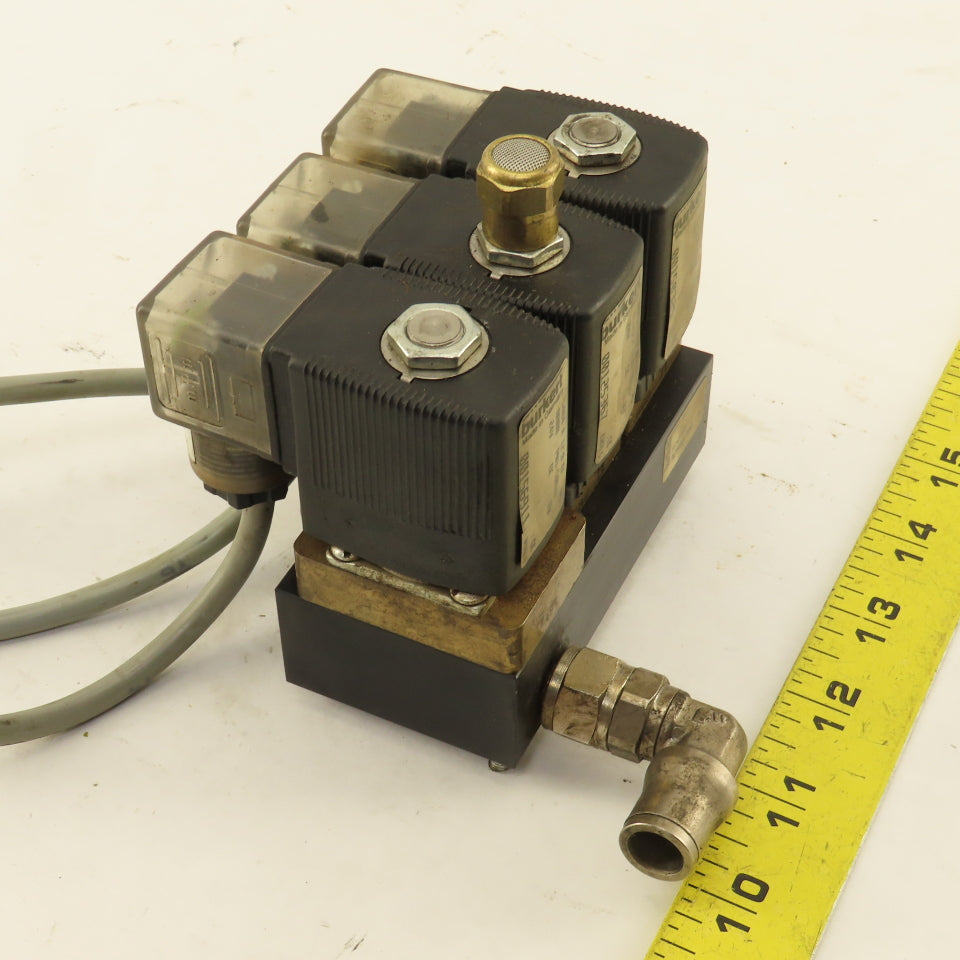 Burkert 92908700 24VDC Solenoid Valve Bank 1-50 Bar 0-10 Bar