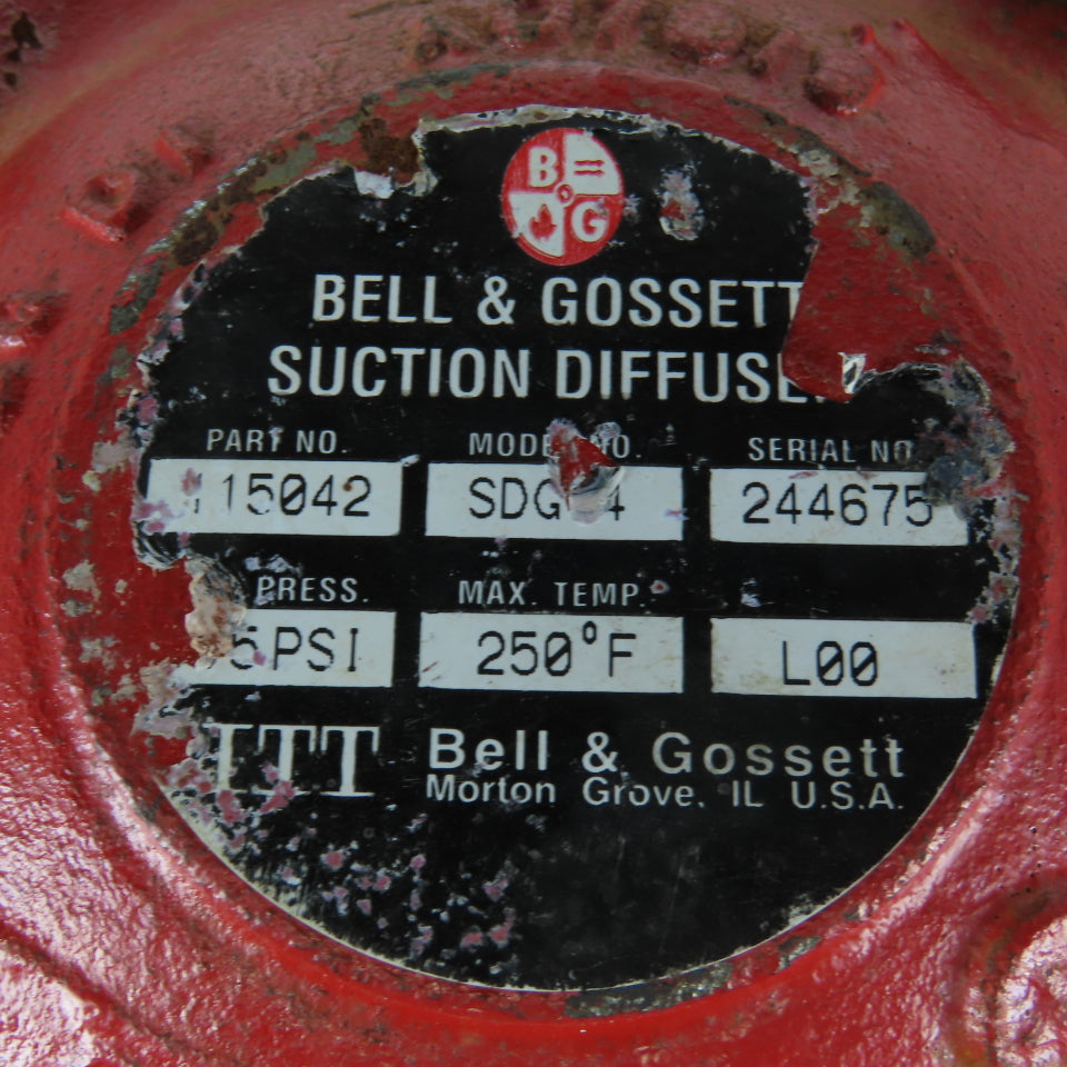 Bell & Gossett 115042 SDG-4 4" Flange x Groove 90° Suction Diffuser 175PSI