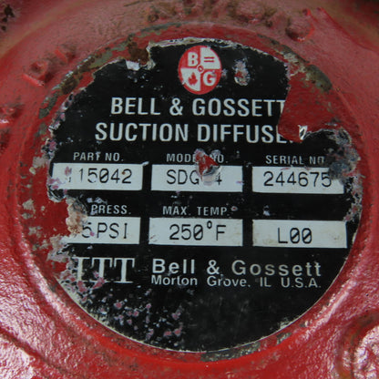 Bell & Gossett 115042 SDG-4 4" Flange x Groove 90° Suction Diffuser 175PSI
