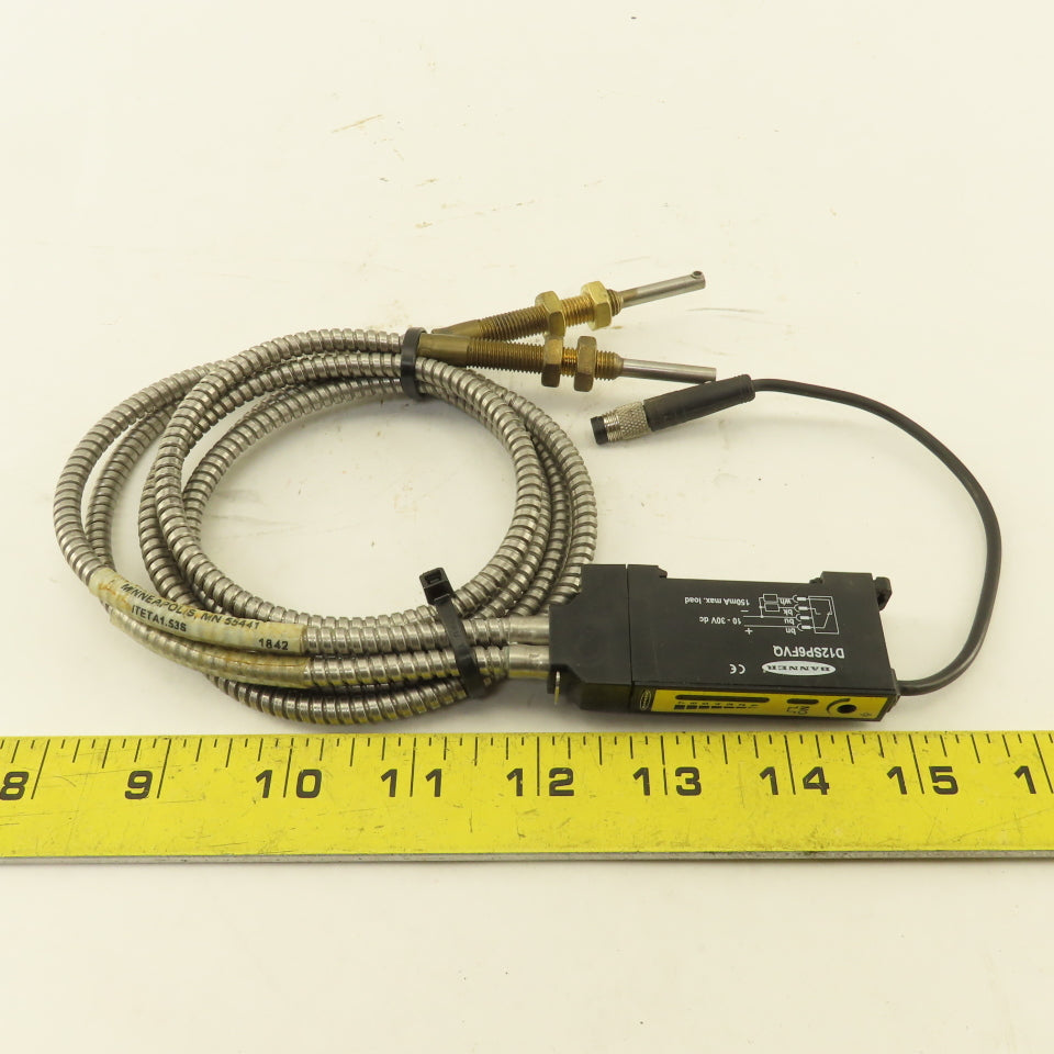 Banner D12SP6FVQ ITETA1.53S Fiber Optic Sensor W/ Pigtail 36" Long
