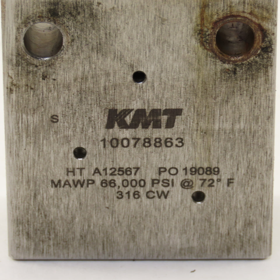 KMT 10078863 High Pressure 2 Way Valve Stainless Steel 60,000 PSI 3/8"