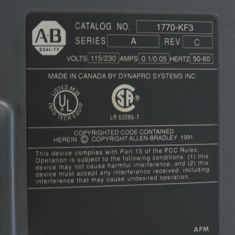 Allen Bradley DH-485 1770-KF3 Ser A Rev. C Communication Interface