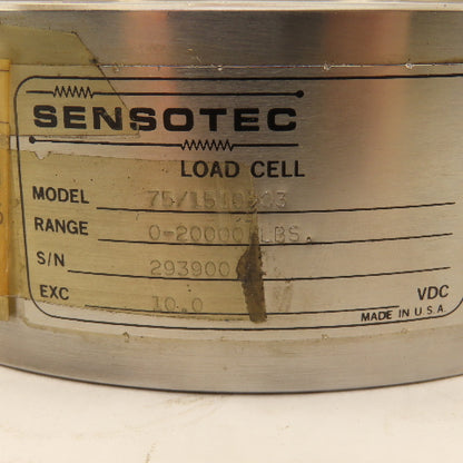 Sensotec 75/1510-03 Load Cell 0-20,000Lbs. 10VDC