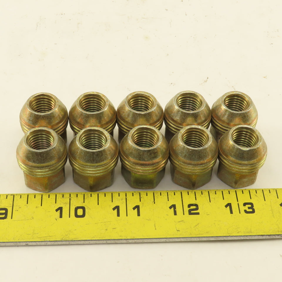 M12x1.5 GM Style Gold Color Alloy Steel Lug Nut Dual Thread 3/4" Hex Lot Of 10