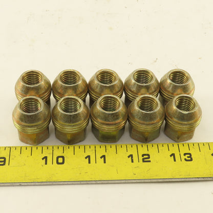 M12x1.5 GM Style Gold Color Alloy Steel Lug Nut Dual Thread 3/4" Hex Lot Of 10