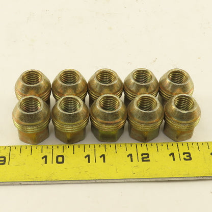 M12x1.5 GM Style Gold Color Alloy Steel Lug Nut Dual Thread 3/4" Hex Lot Of 10